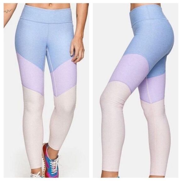 Outdoor Voices 7/8 Spring Tri Colored Leggings Pastel Lilac Lavender Dahlia Athl - Picture 4 of 10